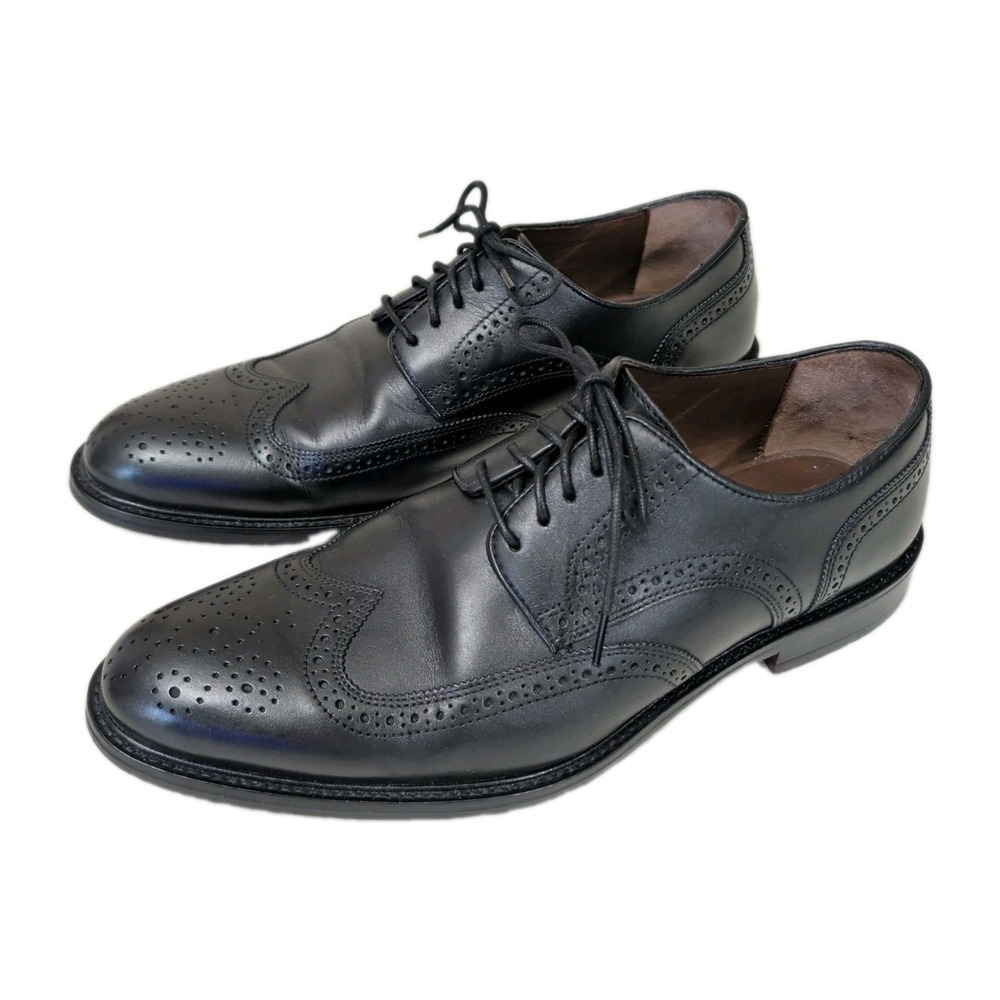 Johnston & Murphy Daley Wingtip Oxford Dress Shoe Mens 11 Black Lace Up Brogue